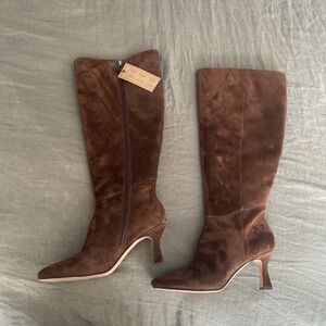 Dolce Vita Gyra Wide Calf Brown Suede Knee-High Boots